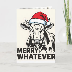 Funny Sarcastic Cow Merry Whatever'' Couple Cow Card