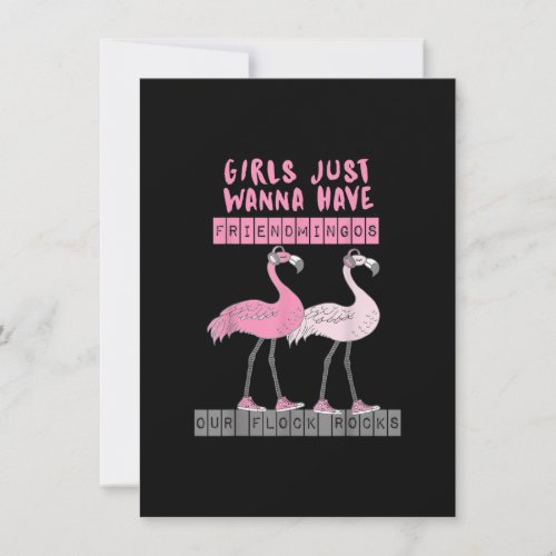 Funny Sarcastic Flamingo Our Flock Rocks Friendmin Invitation