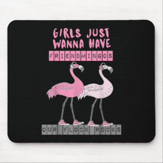 Funny Sarcastic Flamingo Our Flock Rocks Friendmin Mouse Pad