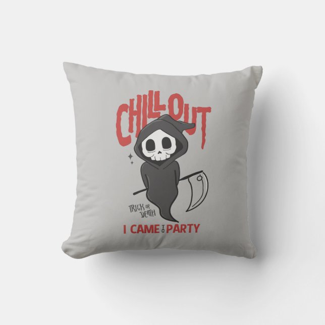 Funny Sarcastic Grim Reaper Halloween Party   Throw Pillow (Front)