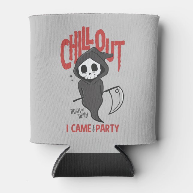 Funny Sarcastic GrimReaper Halloween Party  Can Cooler (Front)