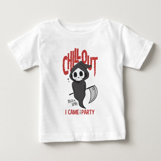 Funny Sarcastic GrimReaper Halloween Party Costume Baby T-Shirt (Front)