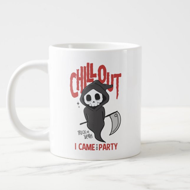 Funny Sarcastic GrimReaper Halloween Party  Giant Coffee Mug (Left)