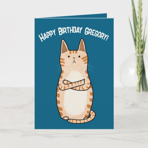 Funny Sarcastic Grumpy Orange Cat Birthday 