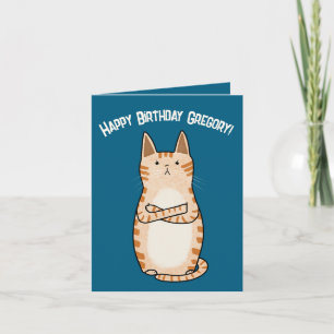 Funny Sarcastic Grumpy Orange Cat Birthday Card