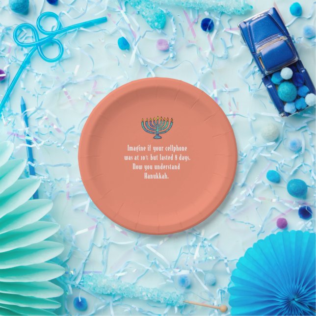 Funny Sarcastic Hanukkah Chanukah Cellphone Quote Paper Plates (Party)