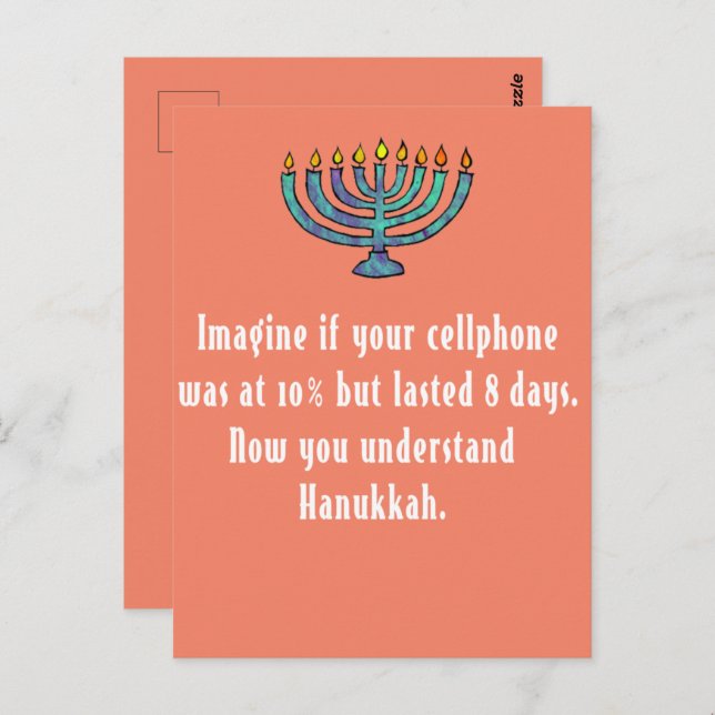 Funny Sarcastic Hanukkah Chanukah Cellphone Quote Postcard (Front/Back)