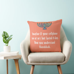 Funny Sarcastic Hanukkah Chanukah Cellphone Quote Throw Pillow