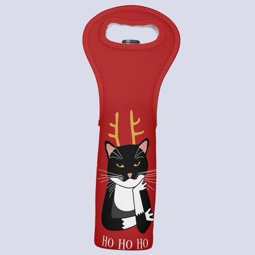 Funny Sarcastic Holiday Cat Wine Bag