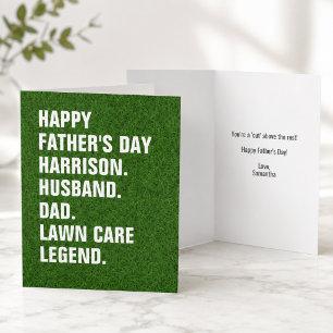 Funny Sarcastic Lawn Care Legend Fathers Day Holiday Card