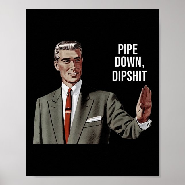 Funny Sarcastic Pipe Down Dip Meme Art, Correction Poster (Front)
