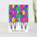 Funny Sarcastic Quote Balloons Happy Birthday Card<br><div class="desc">This funny and comical design is the perfect choice for the birthday man or woman with a sense of humor. It features hand-drawn colorful pink, purple, blue, yellow, green, and teal watercolor tied balloon illustrations on top of a simple white background. The quote says, "One balloon for every year. I'm...</div>