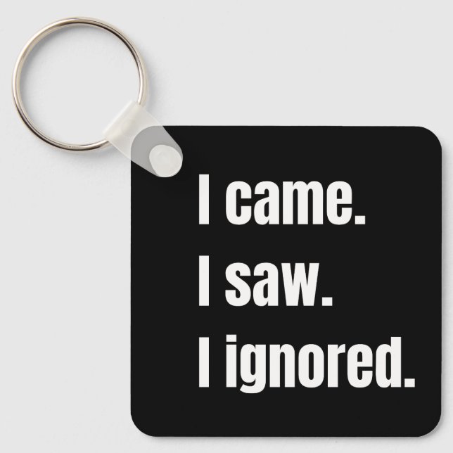 Funny Sarcastic Quote I Came I Saw I Ignored Meme  Keychain (Front)