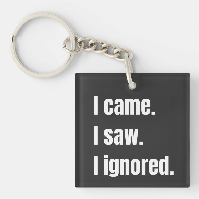 Funny Sarcastic Quote I Came I Saw I Ignored Meme  Keychain (Front)