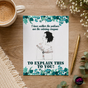 Funny Sarcastic Quote No Patience Postcard