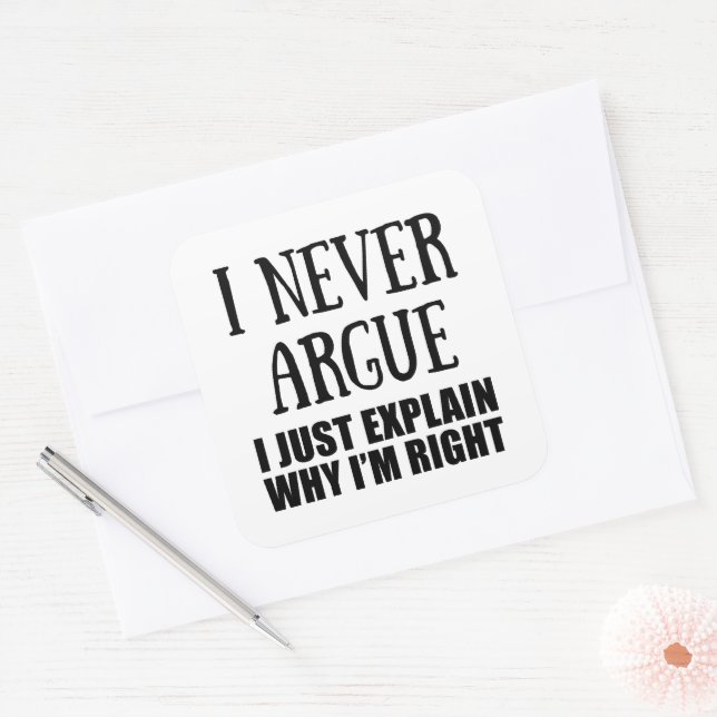 Funny sarcastic quotes adult humor sarcasm square sticker (Envelope)