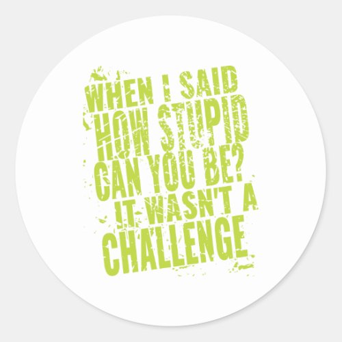 Funny Sarcastic Quotes for Stupid People Classic Round Sticker