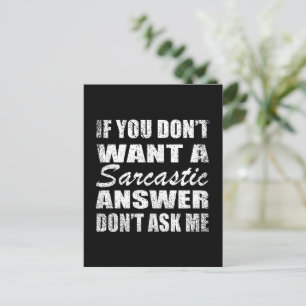 Funny sarcastic quotes humor sarcasm introvert postcard
