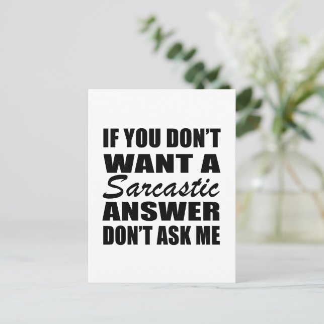 Funny sarcastic quotes humor sarcasm introvert postcard (Standing Front)