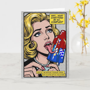 Funny Sarcastic Retro Comic Woman Birthday Greetin Card