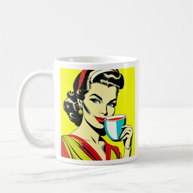 Funny Sarcastic Retro Lady Coffee Humor Coffee Mug (Left)