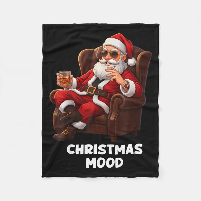 Funny Sarcastic Santa Smoking And Drinking “christ Fleece Blanket (Front)