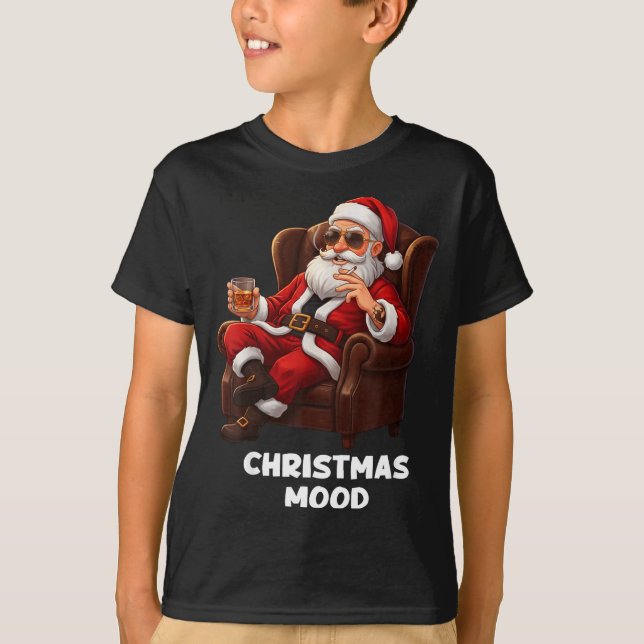 Funny Sarcastic Santa Smoking And Drinking “christ T-Shirt (Front)