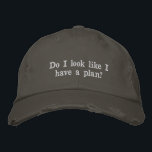 Funny Sarcastic Saying Sassy Cheeky Humor Lazy Embroidered Baseball Cap<br><div class="desc">This distressed hat features white embroidered text with a sarcastic take on winging it through life. With a worn-in look and a sense of humor,  it’s perfect for the perpetually unbothered,  overwhelmed,  or just vibing. Great for casual outfits,  lazy weekends,  or gifting to friends who live in organized chaos.</div>