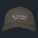 Funny Sarcastic Saying Sassy Cheeky Humor Lazy Embroidered Baseball Cap<br><div class="desc">This distressed hat features white embroidered text with a sarcastic take on winging it through life. With a worn-in look and a sense of humor,  it’s perfect for the perpetually unbothered,  overwhelmed,  or just vibing. Great for casual outfits,  lazy weekends,  or gifting to friends who live in organized chaos.</div>