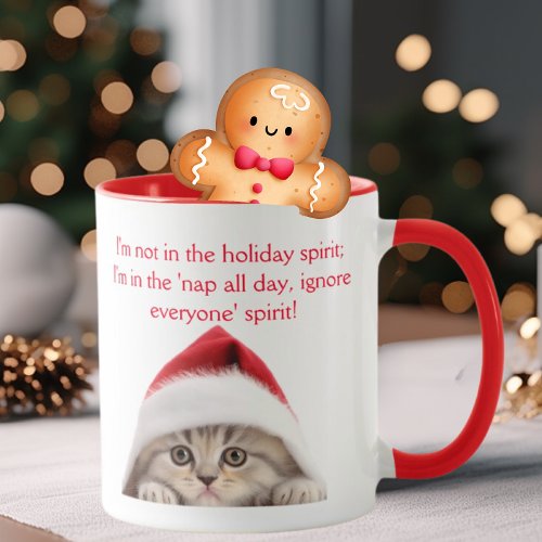 Funny Sarcastic Scottish Cat Santa Hat Christmas Mug