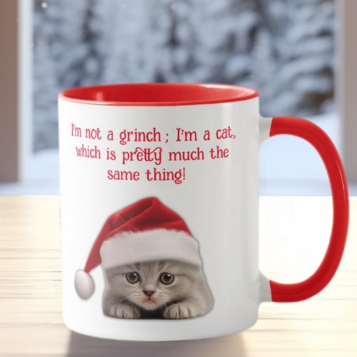 Funny Sarcastic Shorthair Cat Santa Hat  Mug