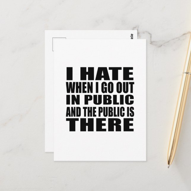 Funny sarcastic slogan adult humor introvert postcard (Front/Back In Situ)
