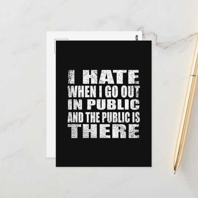 Funny sarcastic slogan adult humor introvert postcard (Front/Back In Situ)