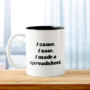 Funny Sarcastic Spreadsheet Cute Office Two-Tone Coffee Mug