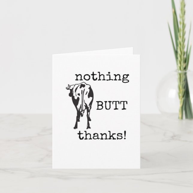 Funny, Sarcastic, Thank You Card, Cow Lover Card (Front)
