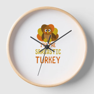 Funny Sarcastic Turkey Family Matching Thanksgivin Clock