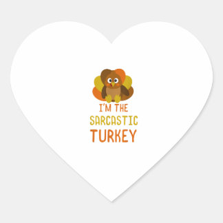 Funny Sarcastic Turkey Family Matching Thanksgivin Heart Sticker