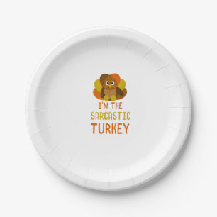 Funny Sarcastic Turkey Family Matching Thanksgivin Paper Plates