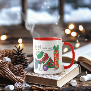 Funny Sarcastic Ugly Christmas Sweater White Cat Mug