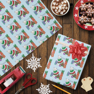 Funny Sarcastic Ugly Christmas Sweater White Cat Wrapping Paper