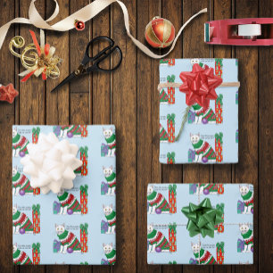 Funny Sarcastic Ugly Christmas Sweater White Cat Wrapping Paper Sheets