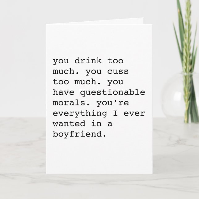Funny sarcastic Valentines Day card - Boyfriend (Front)