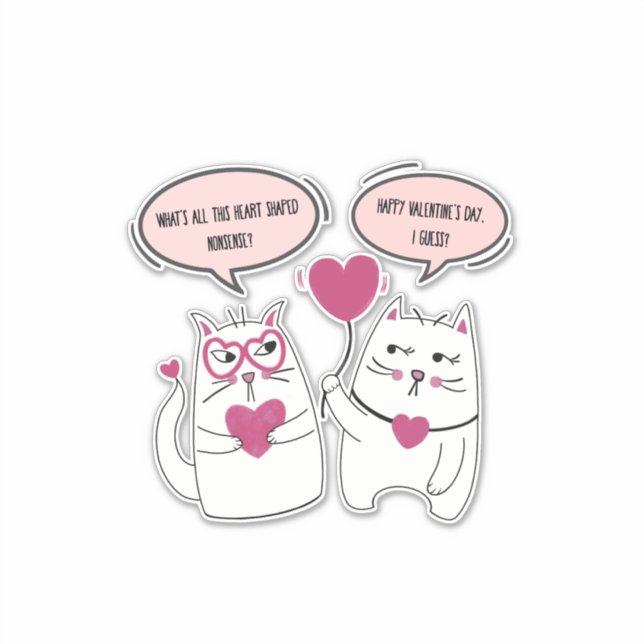 Funny Sarcastic Valentines Day Cat Couple Sticker (Front)