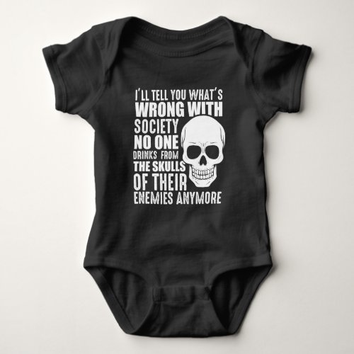 Funny Sarcastic Wrong Society Skull Enemy Blood Baby Bodysuit