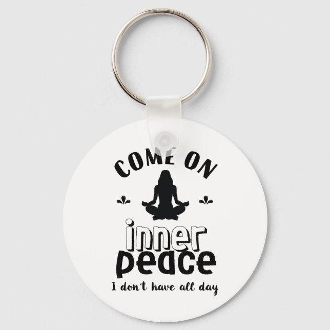 Funny Sarcastic Yoga Meditation Inner Peace Zen Keychain (Front)
