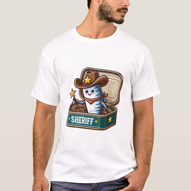  Funny Sardine Cowboy Sheriff Tee (Front)