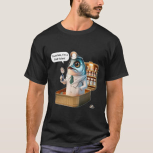  Funny Sardine Doctor Fish-ician Cartoon Pun Art T-Shirt