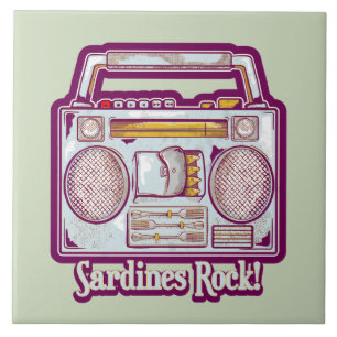 Funny sardines tin stereo ceramic tile