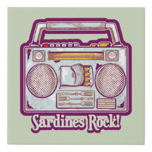 Funny sardines tin stereo faux canvas print