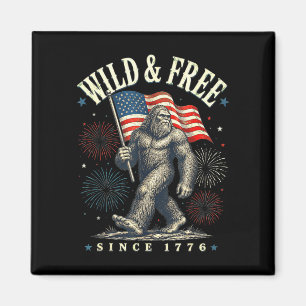 Funny sasquatch american flag wild and since 1776 magnet